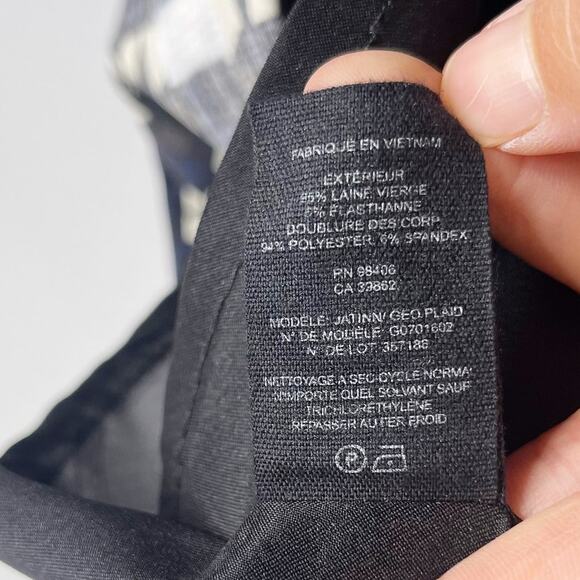 Theory 10 Black Blue Jatinn Geometric Plaid Tile Print Shift Dress Short Sleeve - Picture 11 of 11